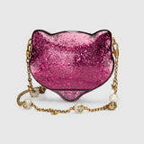 Glitter plexiglass cat clutch